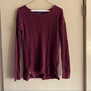 American eagle maroon sweater with side zippers